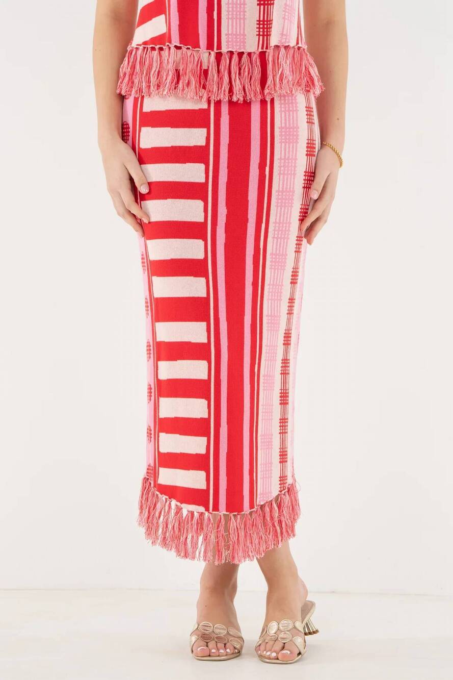 NEW EMILY MCCARTHY capri knit skirt in peach jubilee